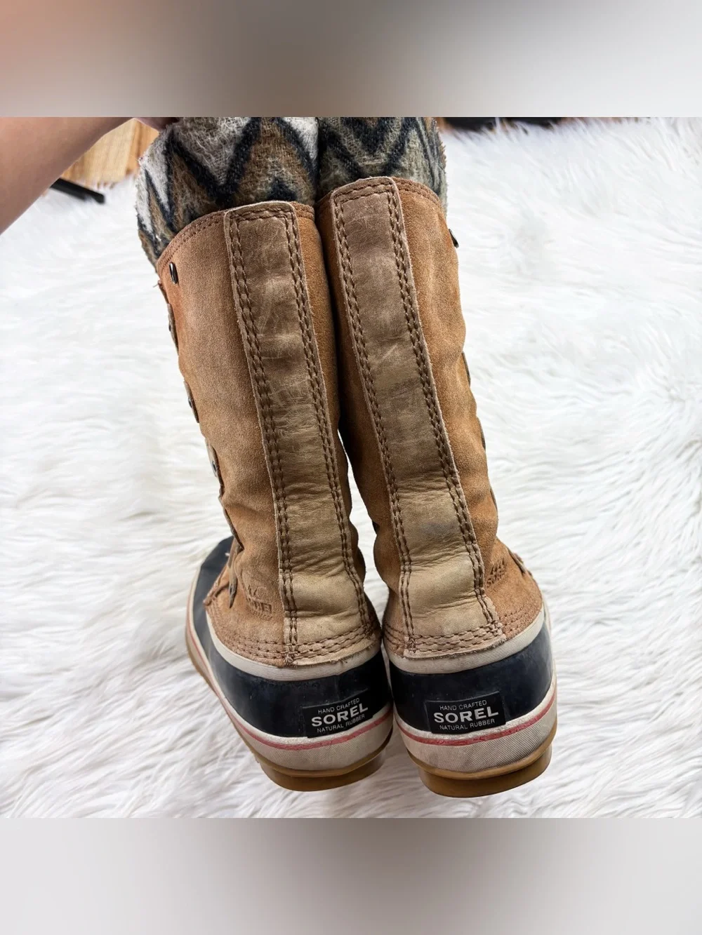 Sorel Joan of Arctic Knit Boot Waterproof Elk Leather Chevron Fleece Duck Winter